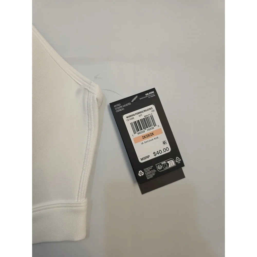Under‎ Armour Continuum Mid Sports Bra White 1374399 Plus Size 2X 42DD 42DDD NEW